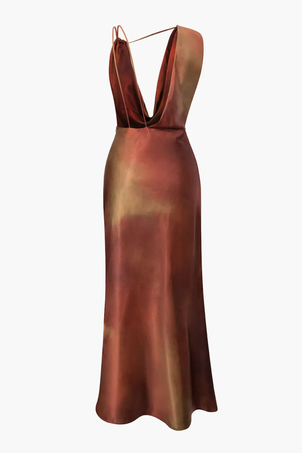 Shop Tie Dye Asymmetric Cowl Neck Satin Maxi Dress Maxi Dresses