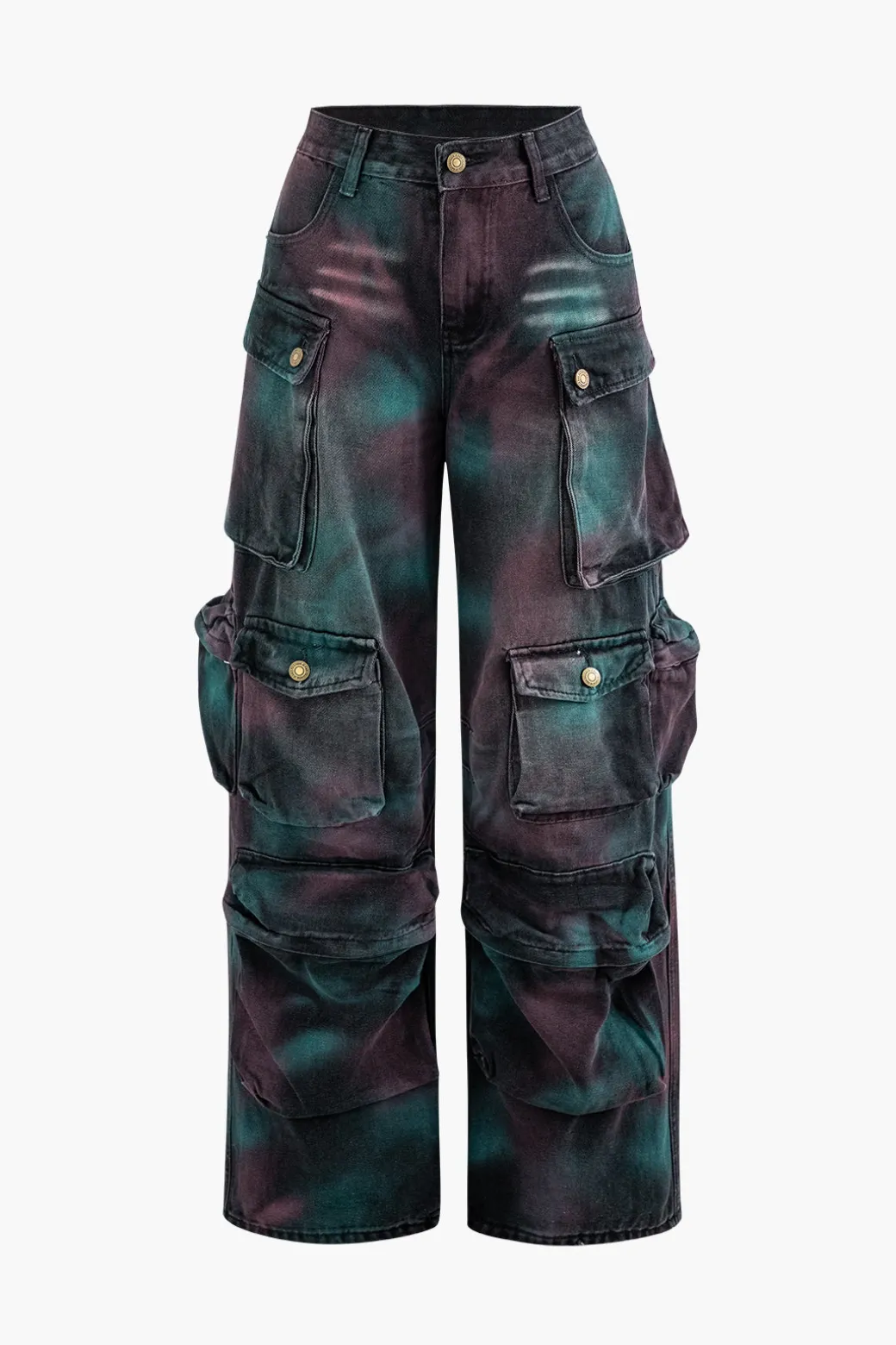 Cheap Tie Dye Multi Pocket Straight Leg Cargo Jeans Cargo Pants | Jeans