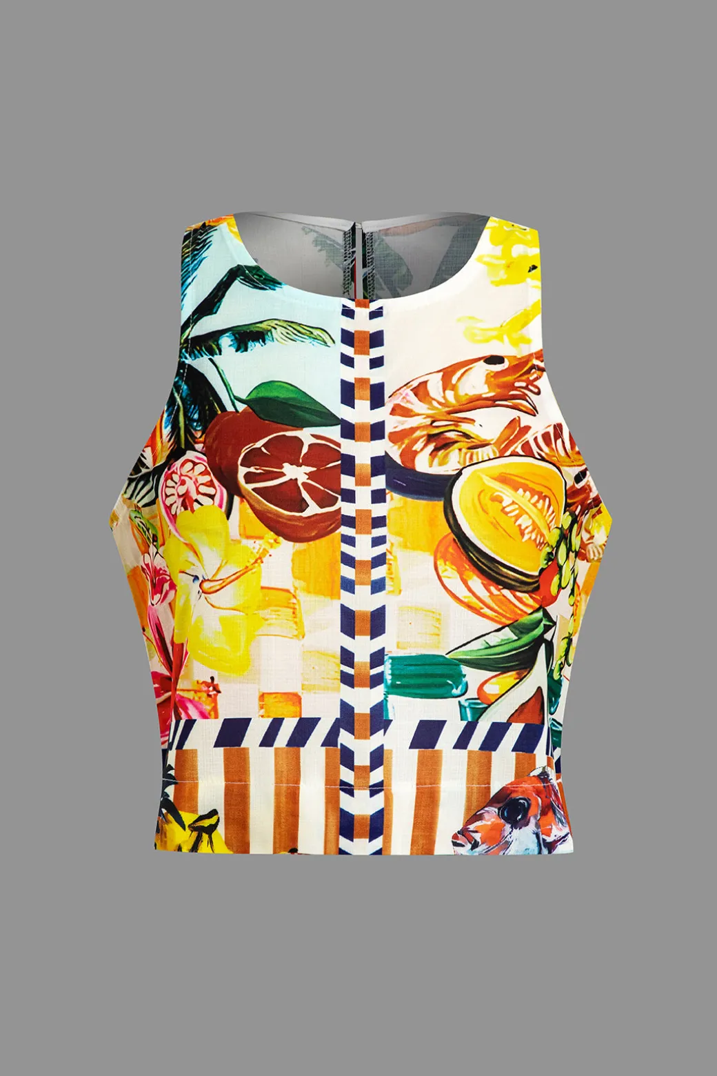 Store Tropical Print Tank Top And Pants Set Pant Sets