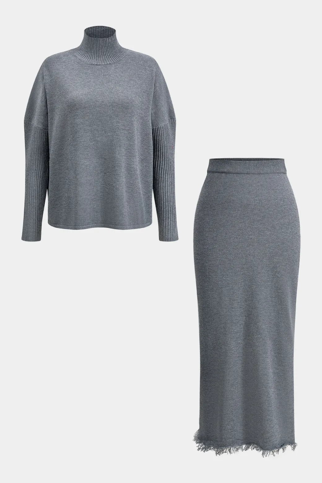 Outlet Turtleneck Long Sleeve Top And Skirt Set Skirt Sets