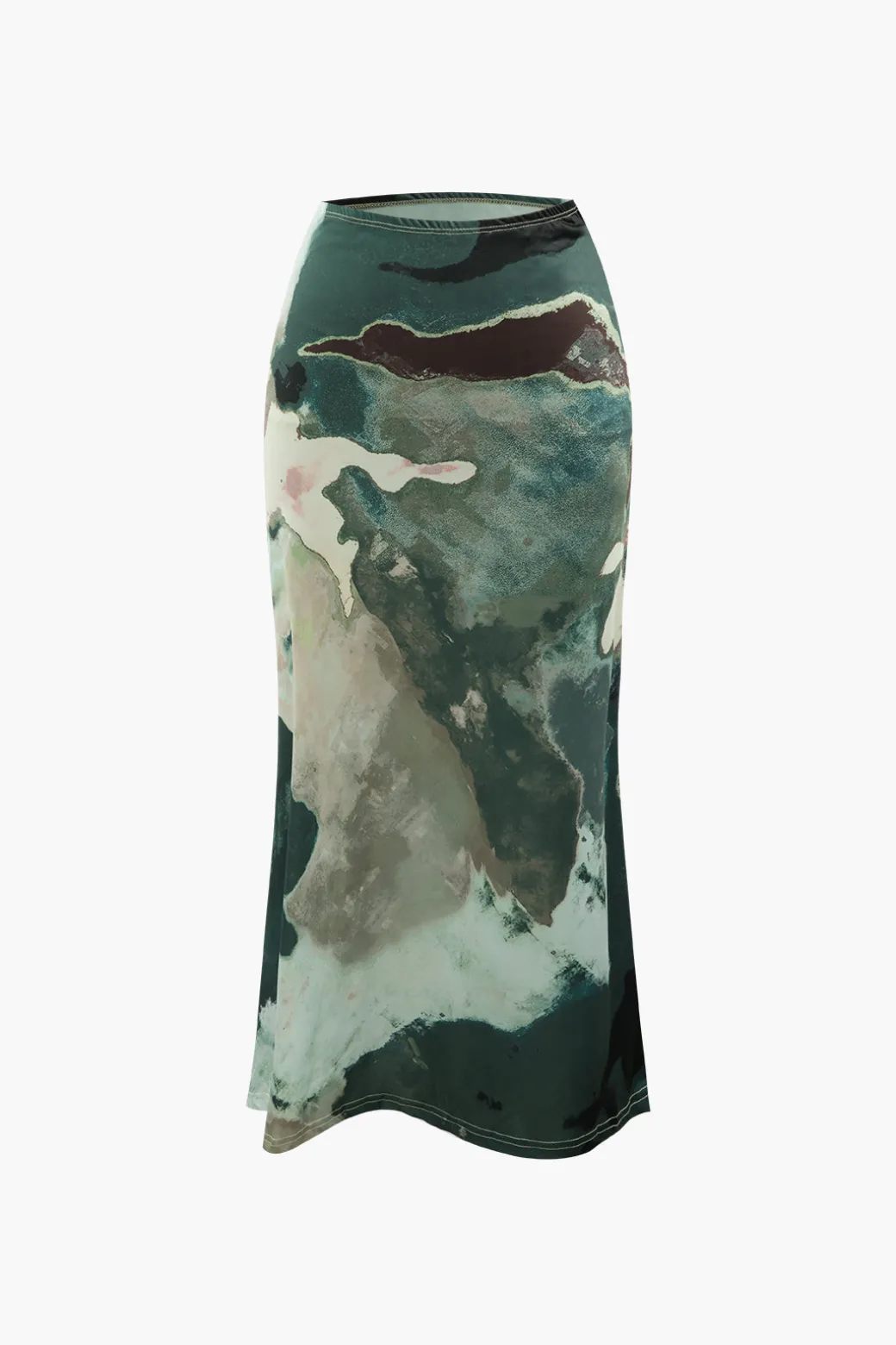 Clearance Watercolor Print Midi Skirt Skirts