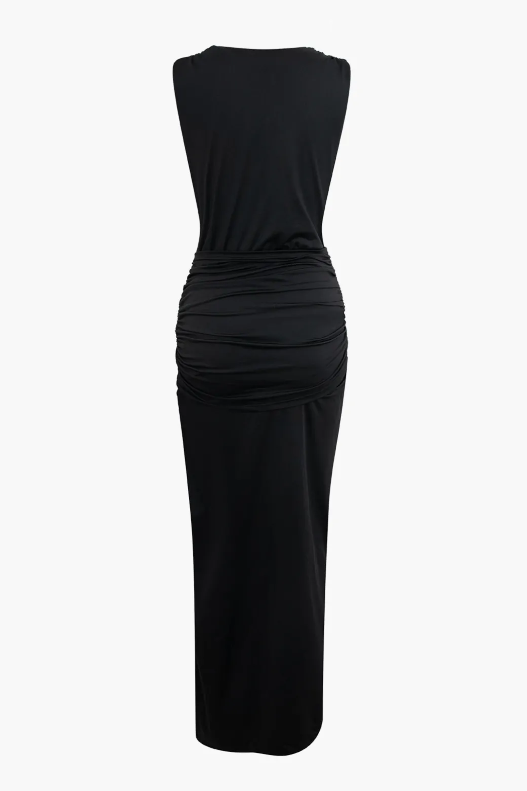 Best Sale Wrap Ruched Slit Deep V-neck Sleeveless Maxi Dress Maxi Dresses